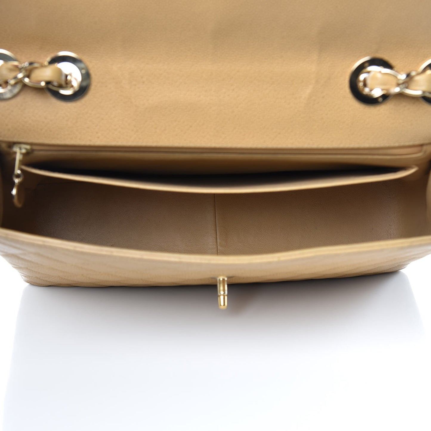 Caviar Quilted Jumbo Single Flap Beige
