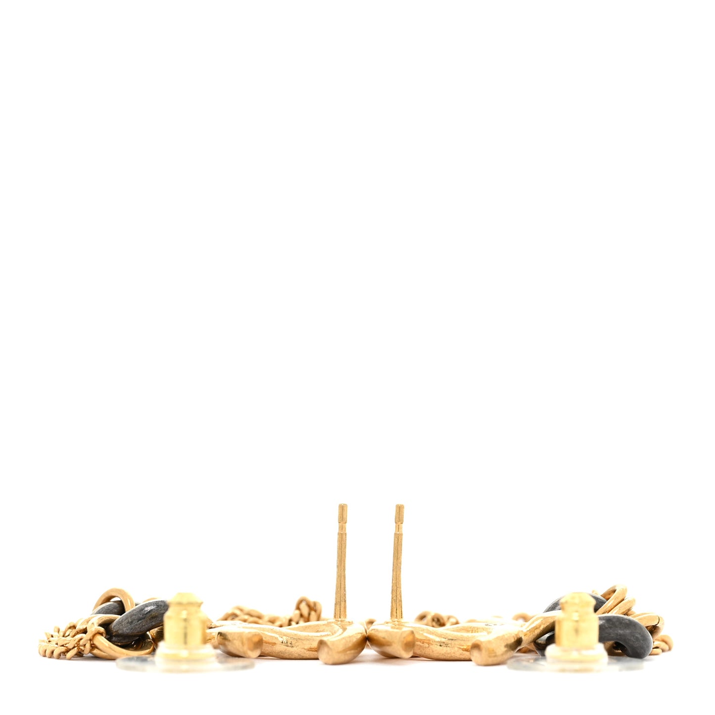 Chain CC Dangle Earrings Gold