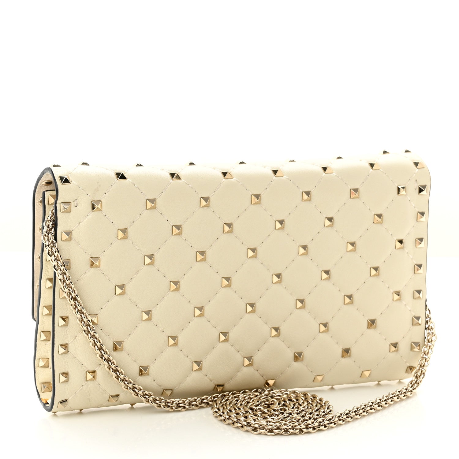 Valentino Garavani Nappa Rockstud Spike Wallet on Chain Light Ivory 3 of 10