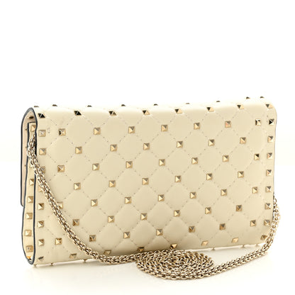 Valentino Garavani Nappa Rockstud Spike Wallet on Chain Light Ivory 3 of 10