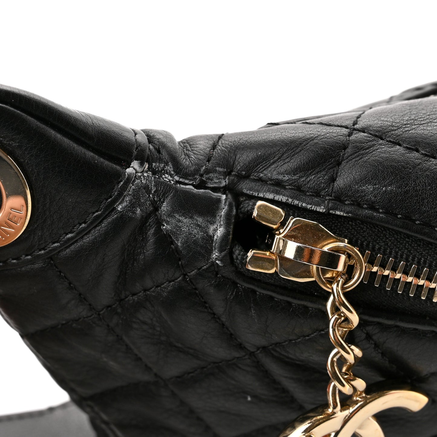 Calfskin Quilted Banane Waist Bag Fanny Pack Black