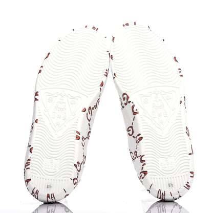 Gucci Calfskin GucciGhost Print Mens Ace Sneakers 8.5 White Hibiscus Red 6 of 9