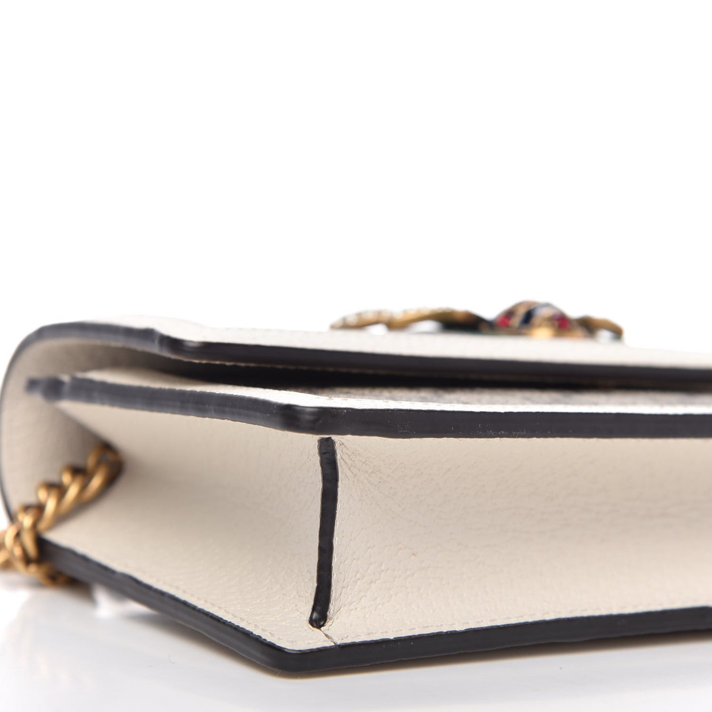 GG Supreme Monogram Web Queen Margaret Chain Wallet White