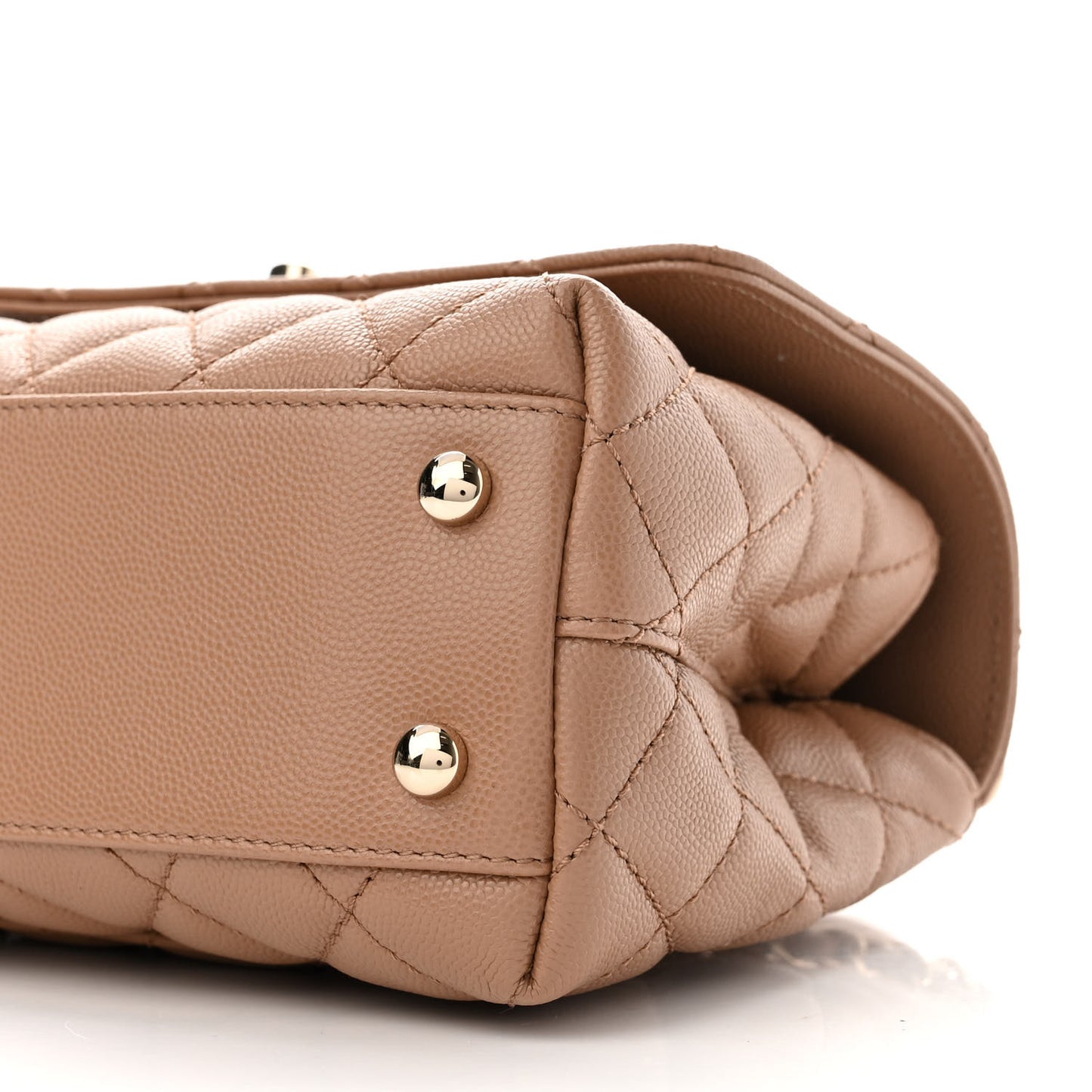 Caviar Quilted Mini Coco Handle Flap Beige