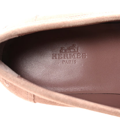 Hermes Suede Calfskin Womens Kennedy Loafers 38.5 Rose Antique 16 of 18