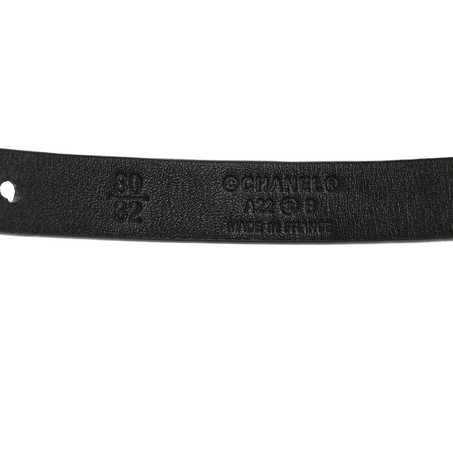 Chanel Calfskin Chain Logo Skinny Belt 80 32 Black 5 of 6