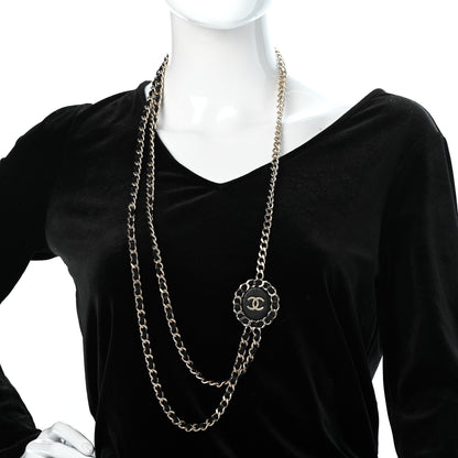 Chanel Lambskin CC Long Chain Necklace Black Gold 2 of 6
