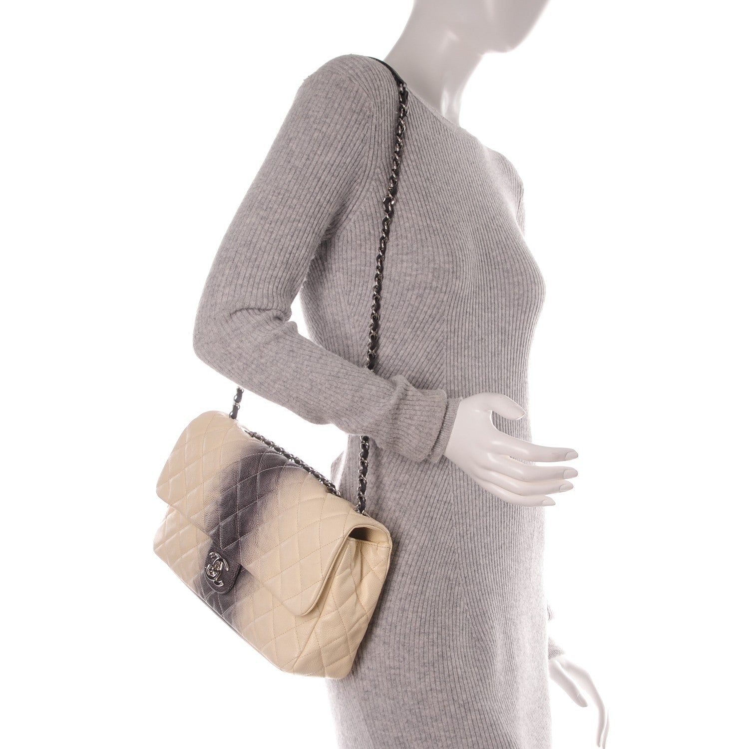Chanel Caviar Quilted Large Ombre Single Flap Grey 2 of 7