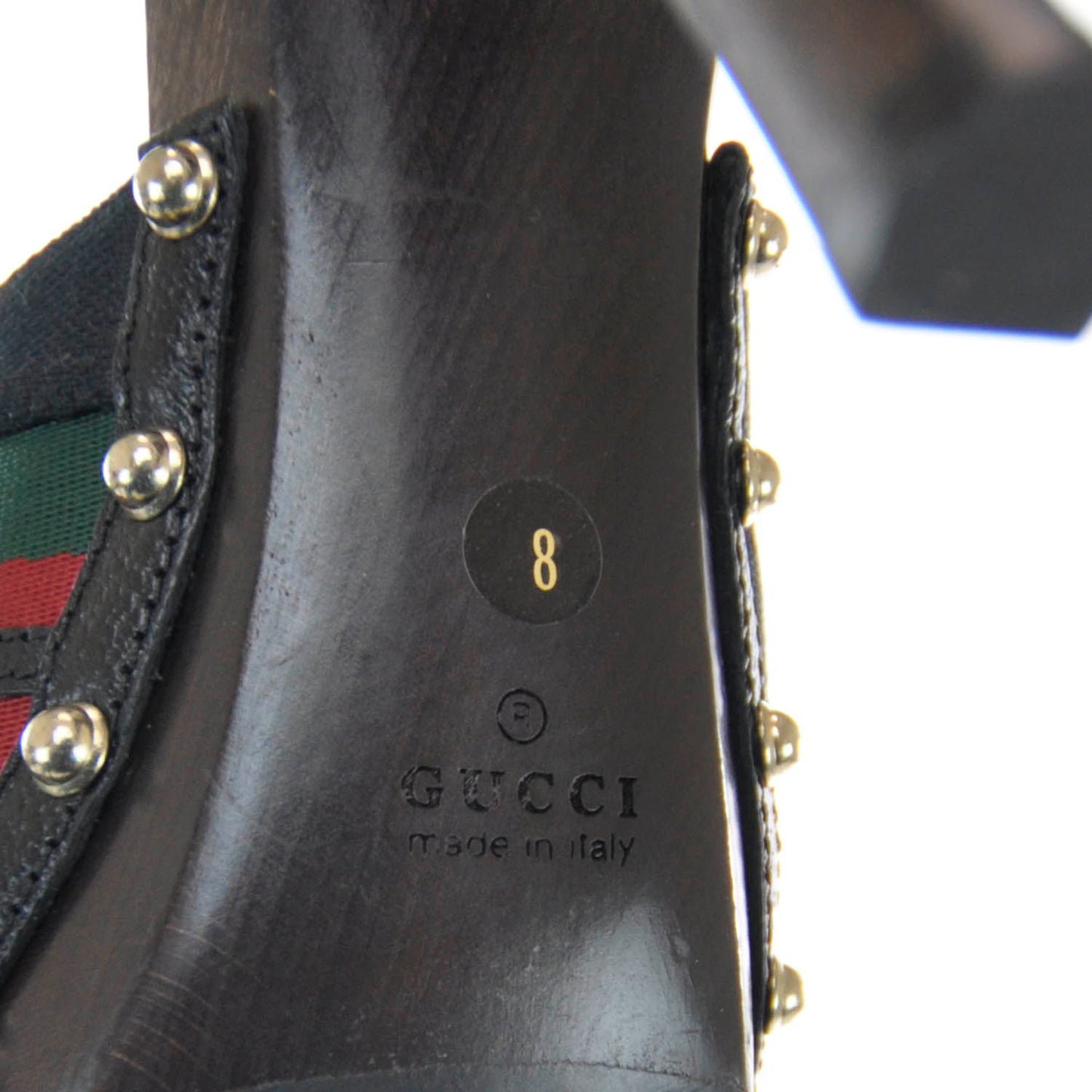 Monogram Wooden Horsebit Heels 8 Black
