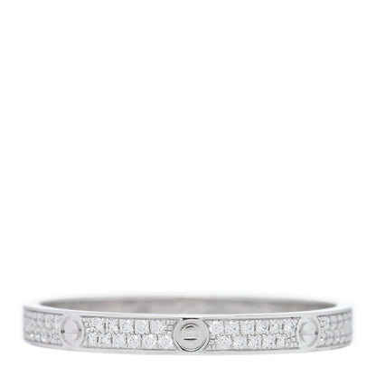 Cartier 18K White Gold Diamond 2.6mm LOVE Paved Band Ring 61 9.5 1 of 5