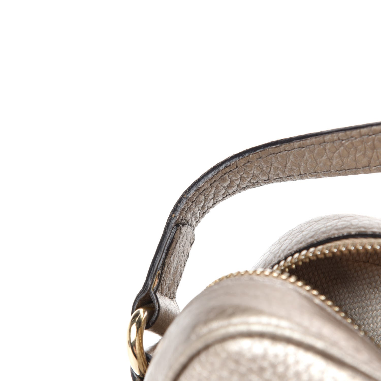 Gucci Metallic Pebbled Calfskin Small Soho Disco Bag Golden Beige 8 of 14