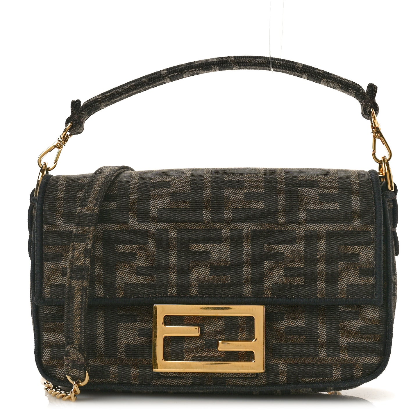 Fabric Jacquard FF 1974 Mini Baguette Tobacco Moro Black