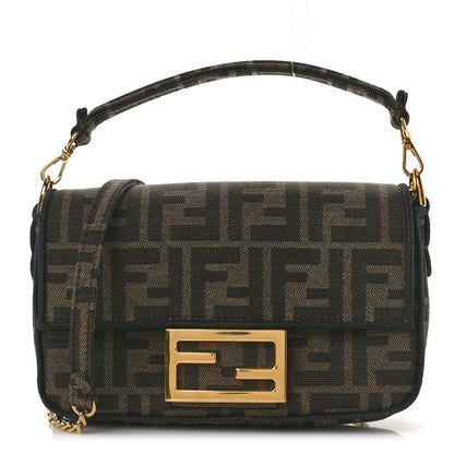 Fendi Fabric Jacquard FF 1974 Mini Baguette Tobacco Moro Black 1 of 10