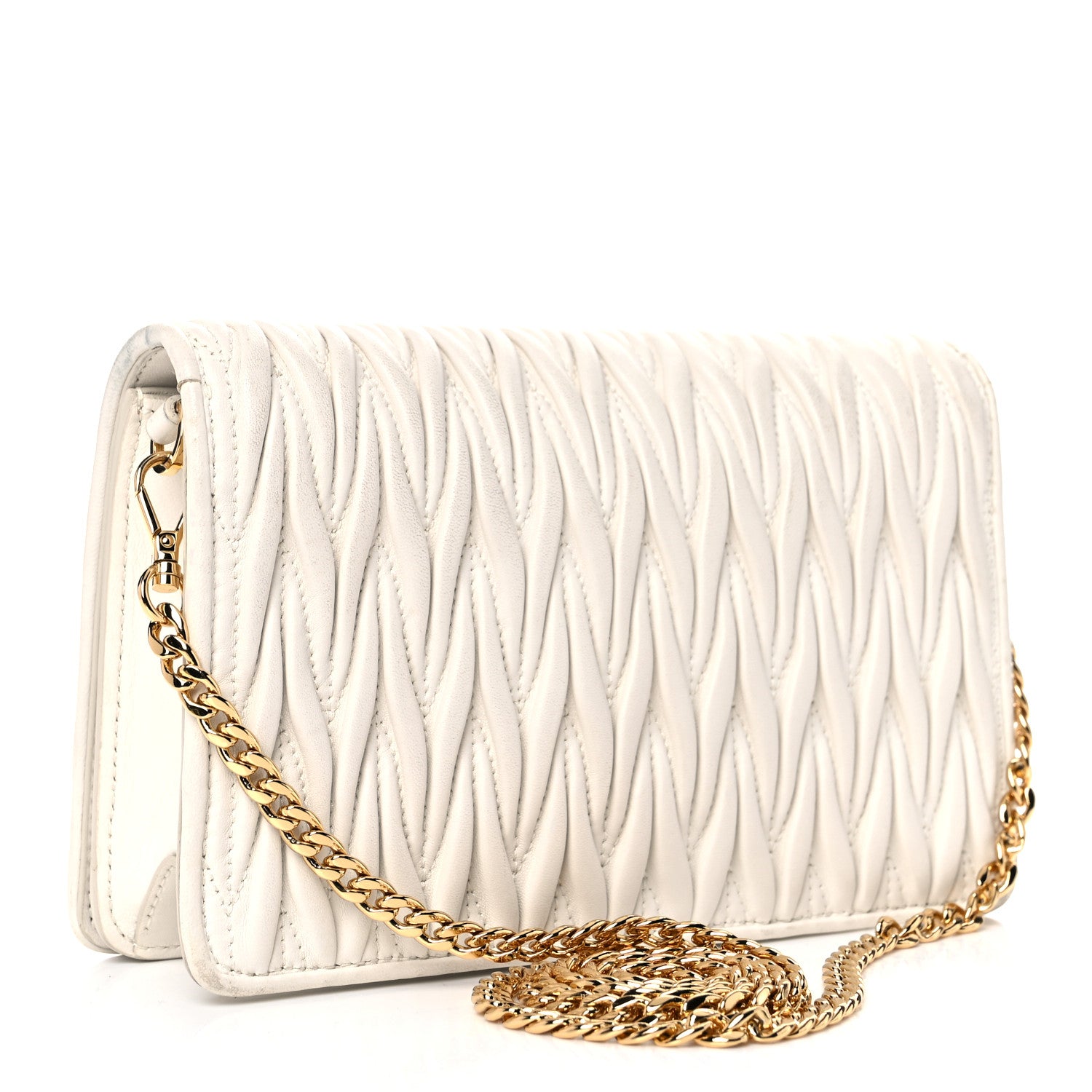 Miu Miu Nappa Matelasse Chain Crossbody White 3 of 11