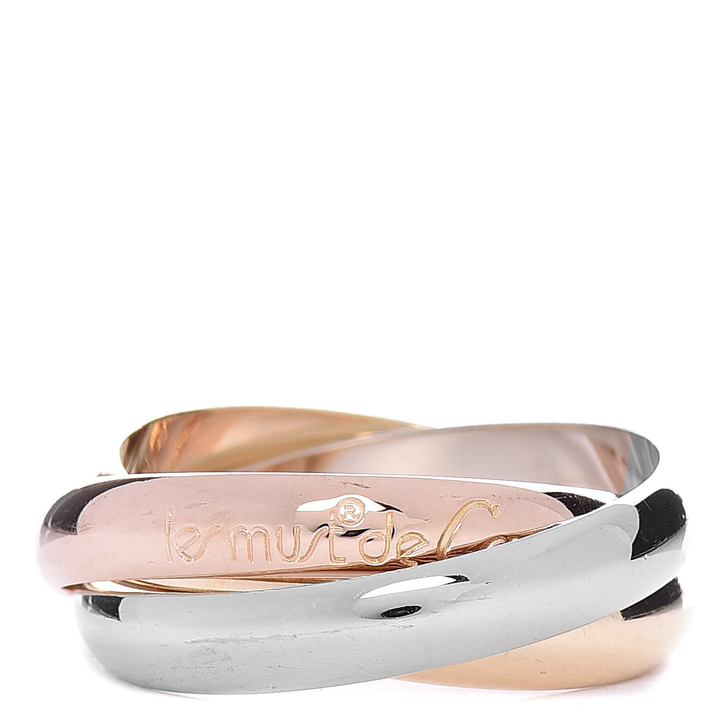 Cartier 18K Pink Yellow White Gold Classic Les Must De Trinity Ring 55 7.25 1 of 10