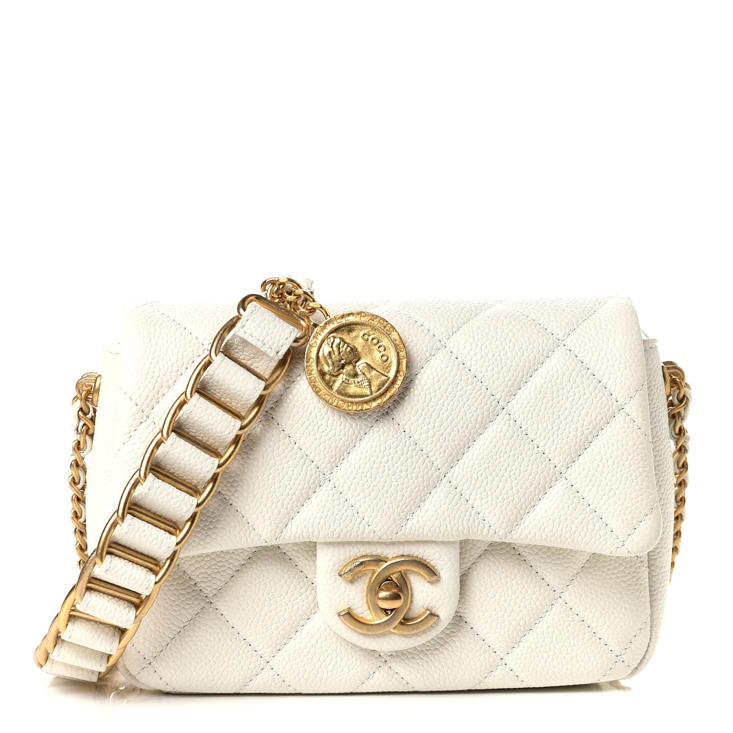 Chanel Caviar Quilted Mini Chain Soul Flap White 1 of 10