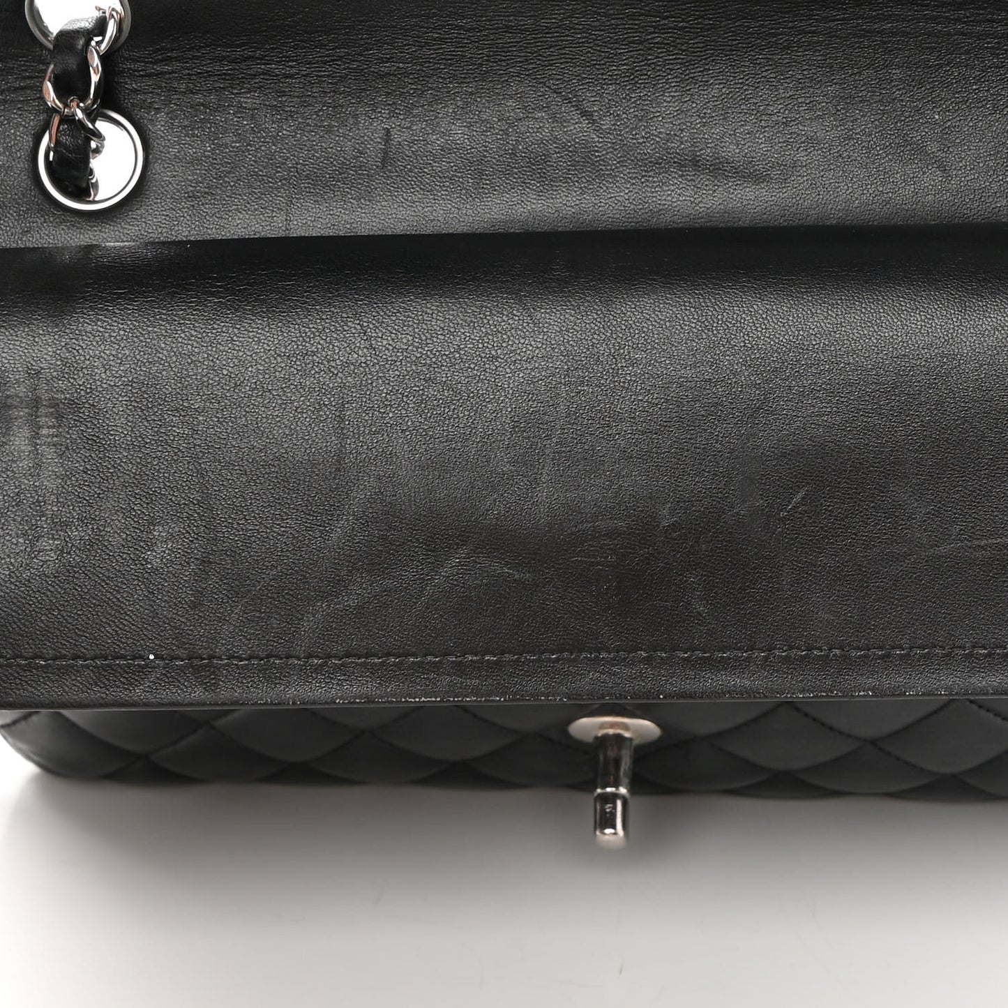 Lambskin Quilted Medium Double Flap Black