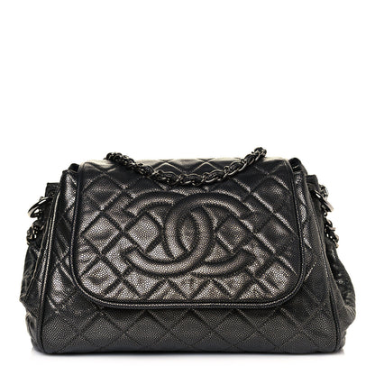Chanel Metallic Caviar Quilted Timeless Accordion Flap Dark Silver 1 of 13