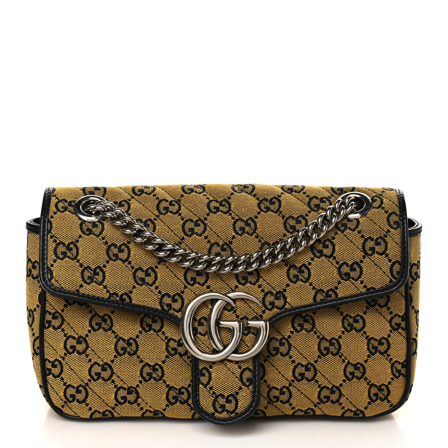 Monogram Multicolor Matelasse Diagonal Small GG Marmont Shoulder Bag Yellow Blue