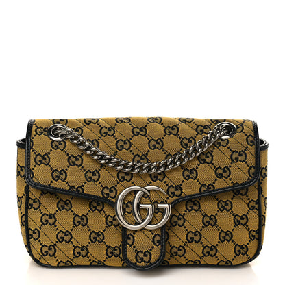 Gucci Monogram Multicolor Matelasse Diagonal Small GG Marmont Shoulder Bag Yellow Blue 1 of 7