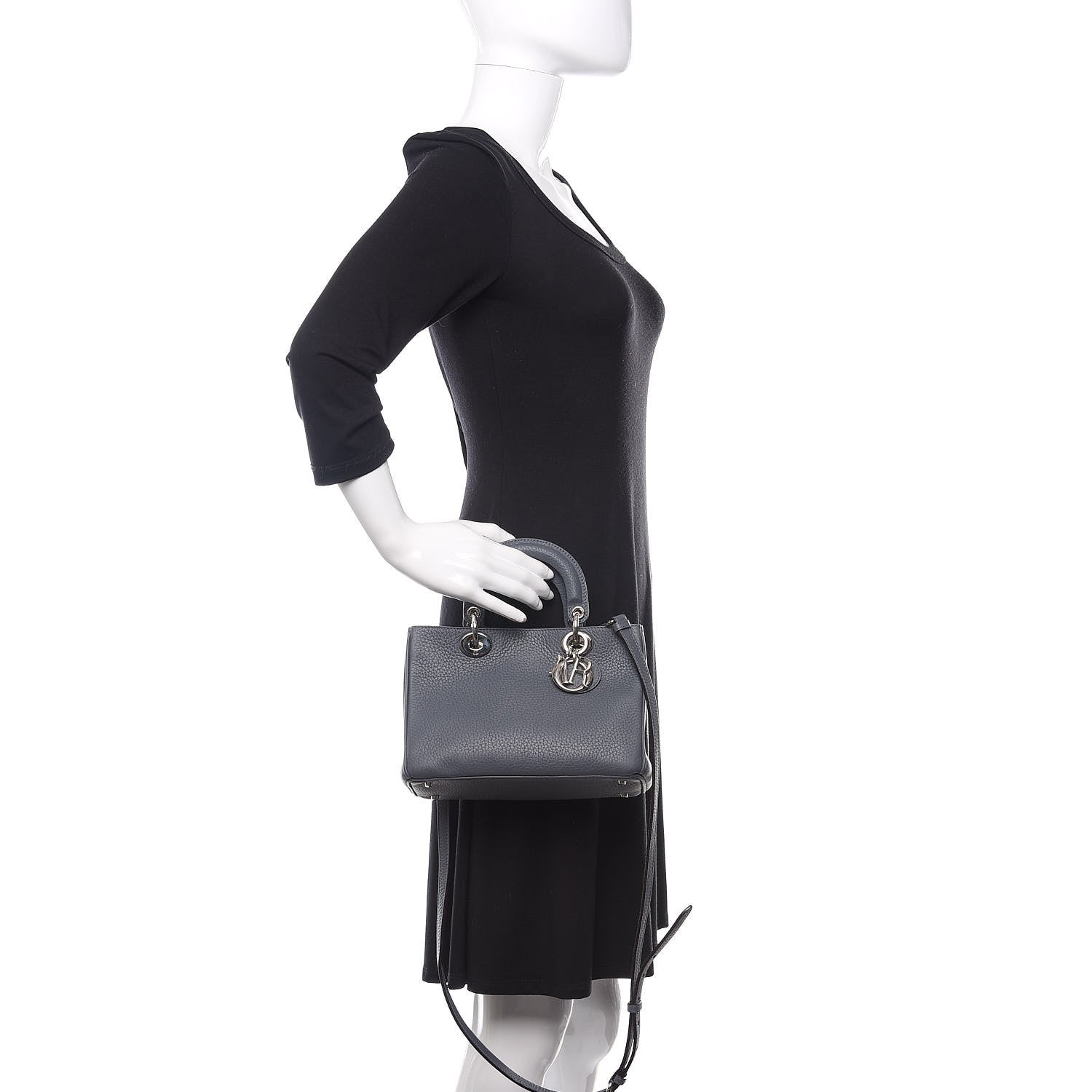Christian Dior Bullcalf Mini Diorissimo Tote Grey Blue 3 of 11
