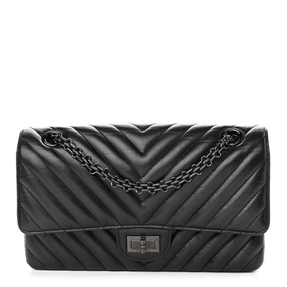Chanel Aged Calfskin Chevron Quilted 2.55 Reissue 225 Flap So Black 1 of 12