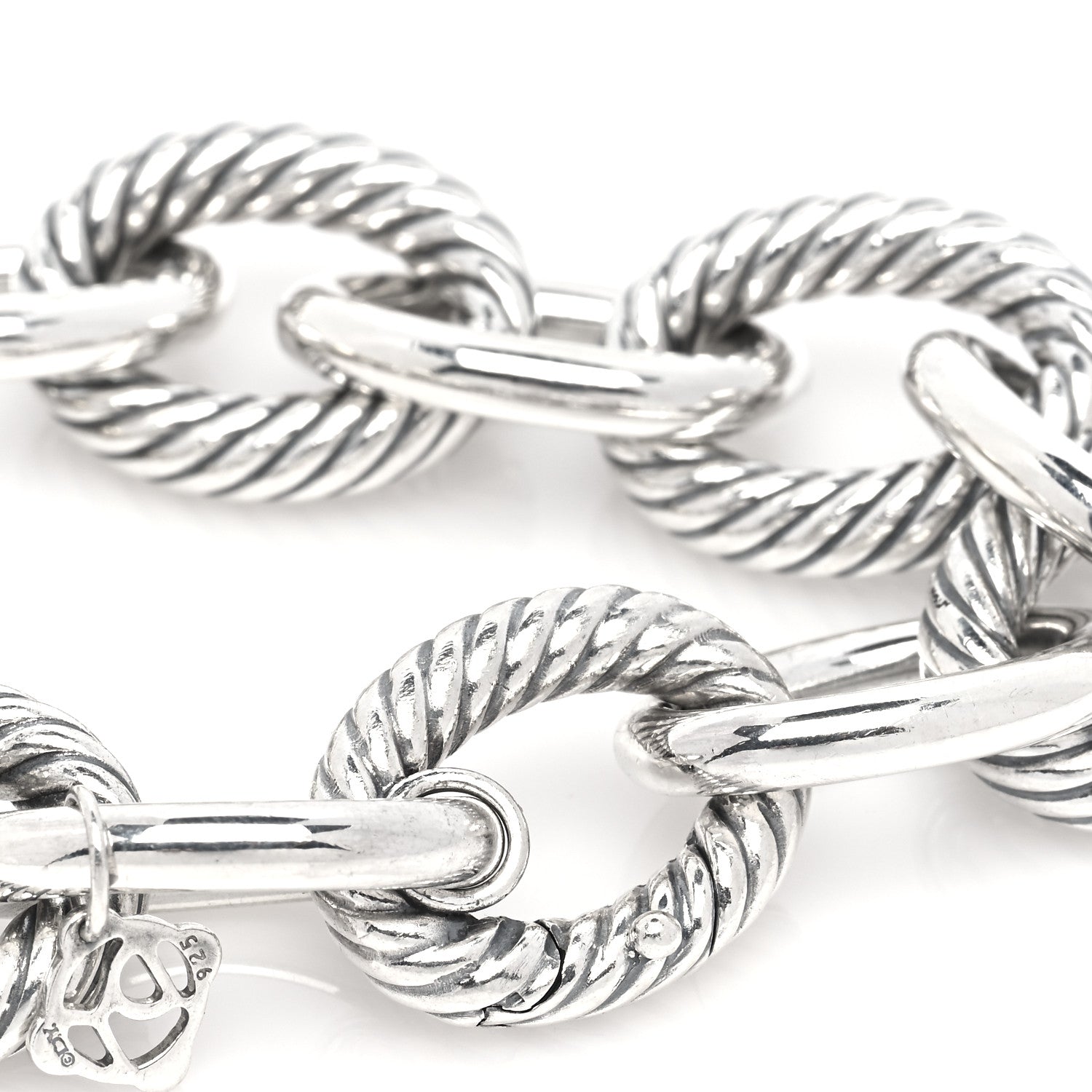 David Yurman Sterling Silver 18K Yellow Gold 19mm Extra Large Oval Link Bracelet 5 of 5