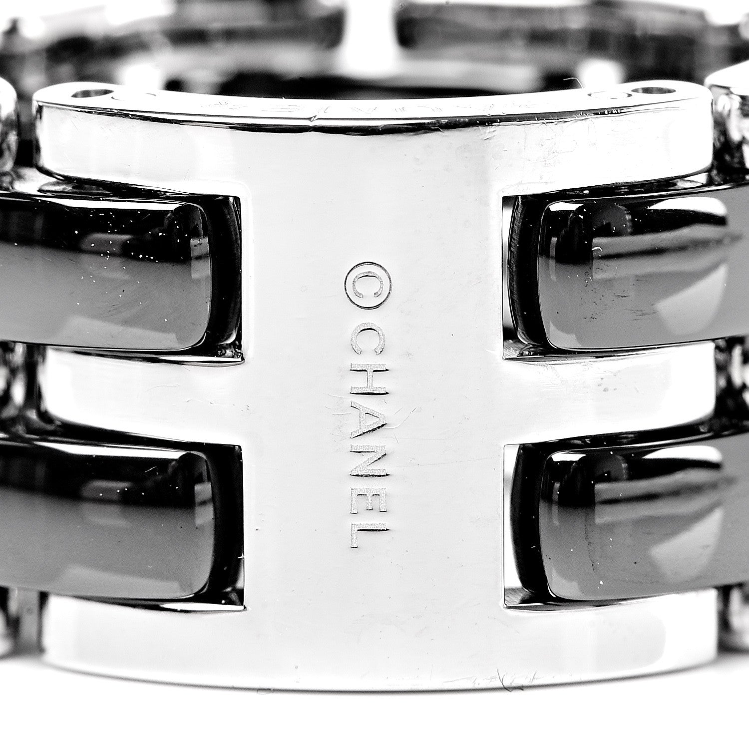 Chanel 18K White Gold Ceramic Large Ultra Ring 49 5 Black 4 of 6