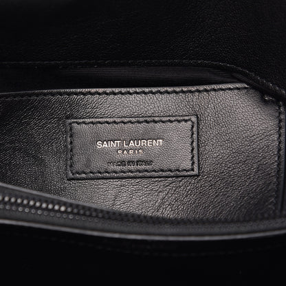 Saint Laurent Sheepskin Matelasse Chevron Monogram Medium College Bag Black 6 of 16