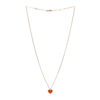 Van Cleef & Arpels 18K Rose Gold Carnelian Sweet Alhambra Heart Pendant Necklace 3 of 7