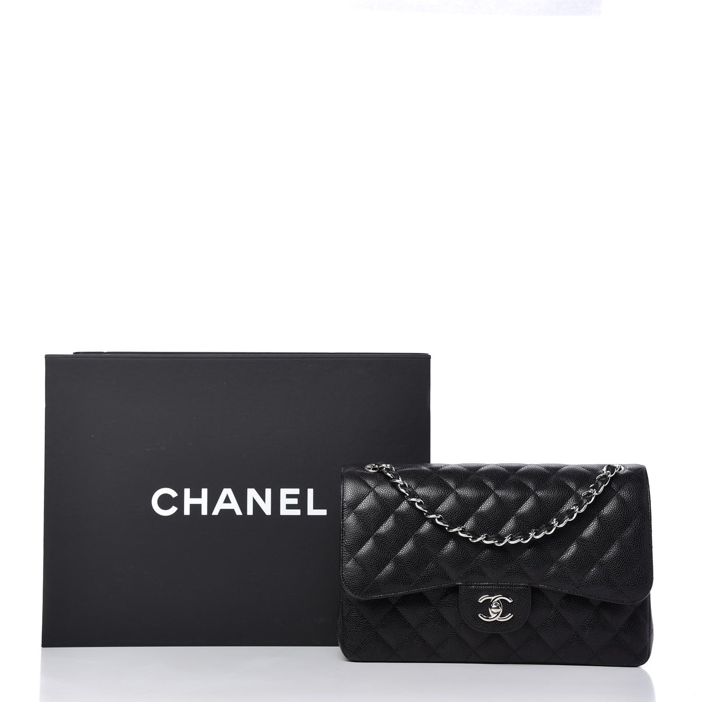 Caviar Quilted Jumbo Double Flap Black