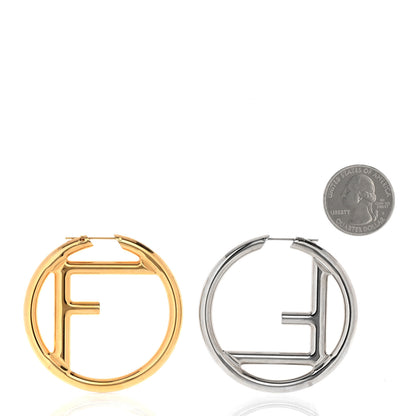 Fendi Metal FF Hoop Earrings Gold Silver 2 of 6