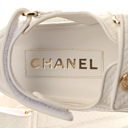 Chanel Calfskin Printed Velcro Dad Sandals 39 White 7 of 10