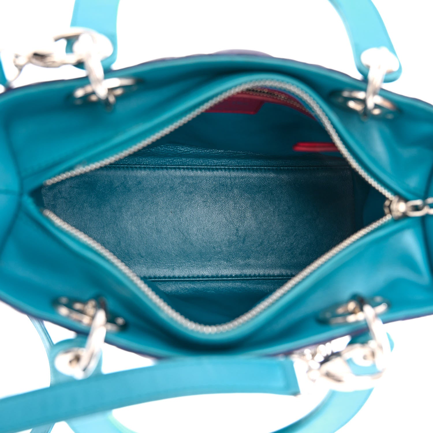 Christian Dior Lambskin Cannage Medium Tri-Color Lady Dior Sapphire Fuchsia Turquoise 5 of 13
