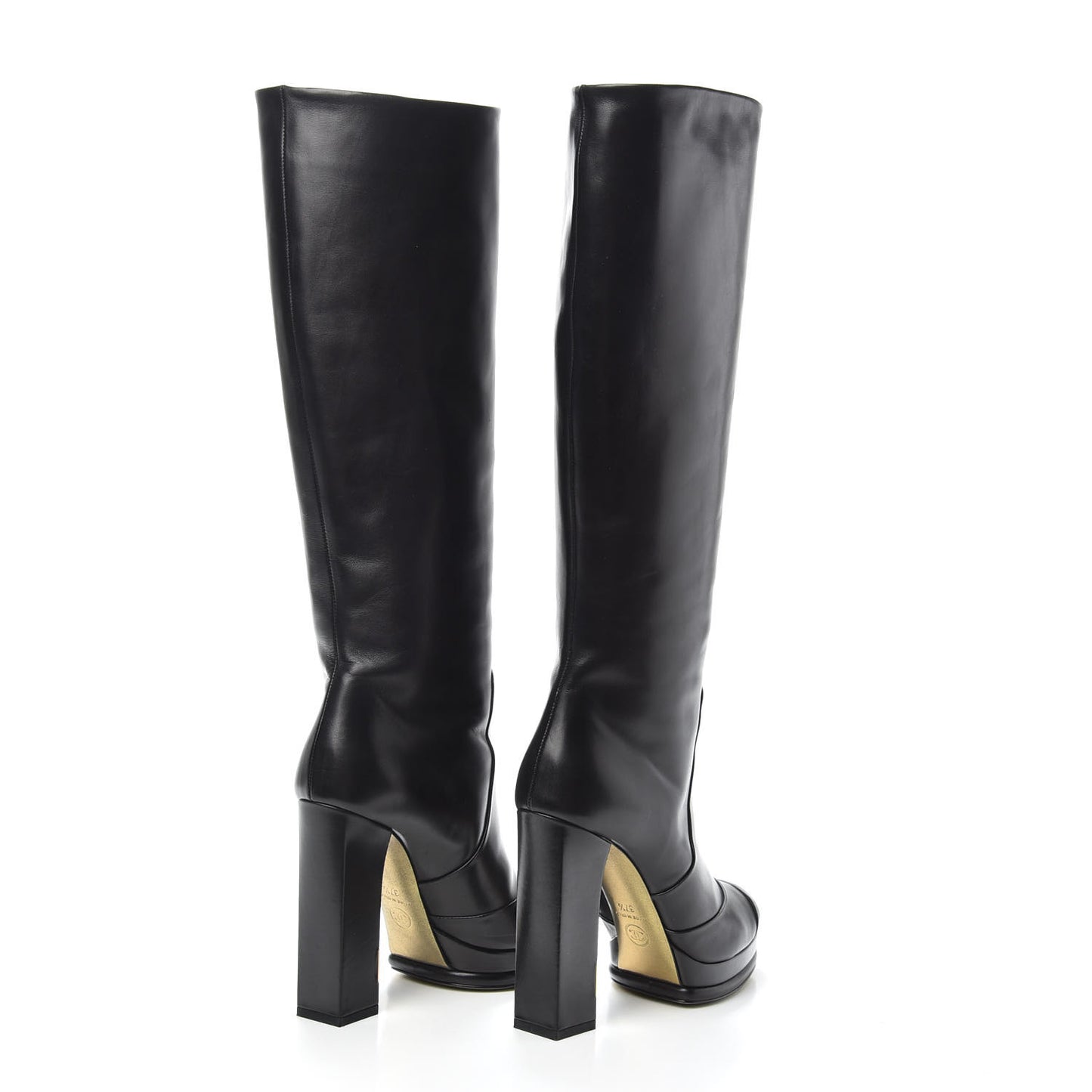 Calfskin Knee High Boots 37.5 Black
