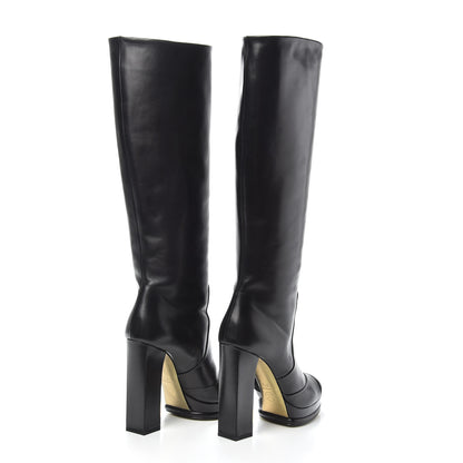 Chanel Calfskin Knee High Boots 37.5 Black 4 of 6