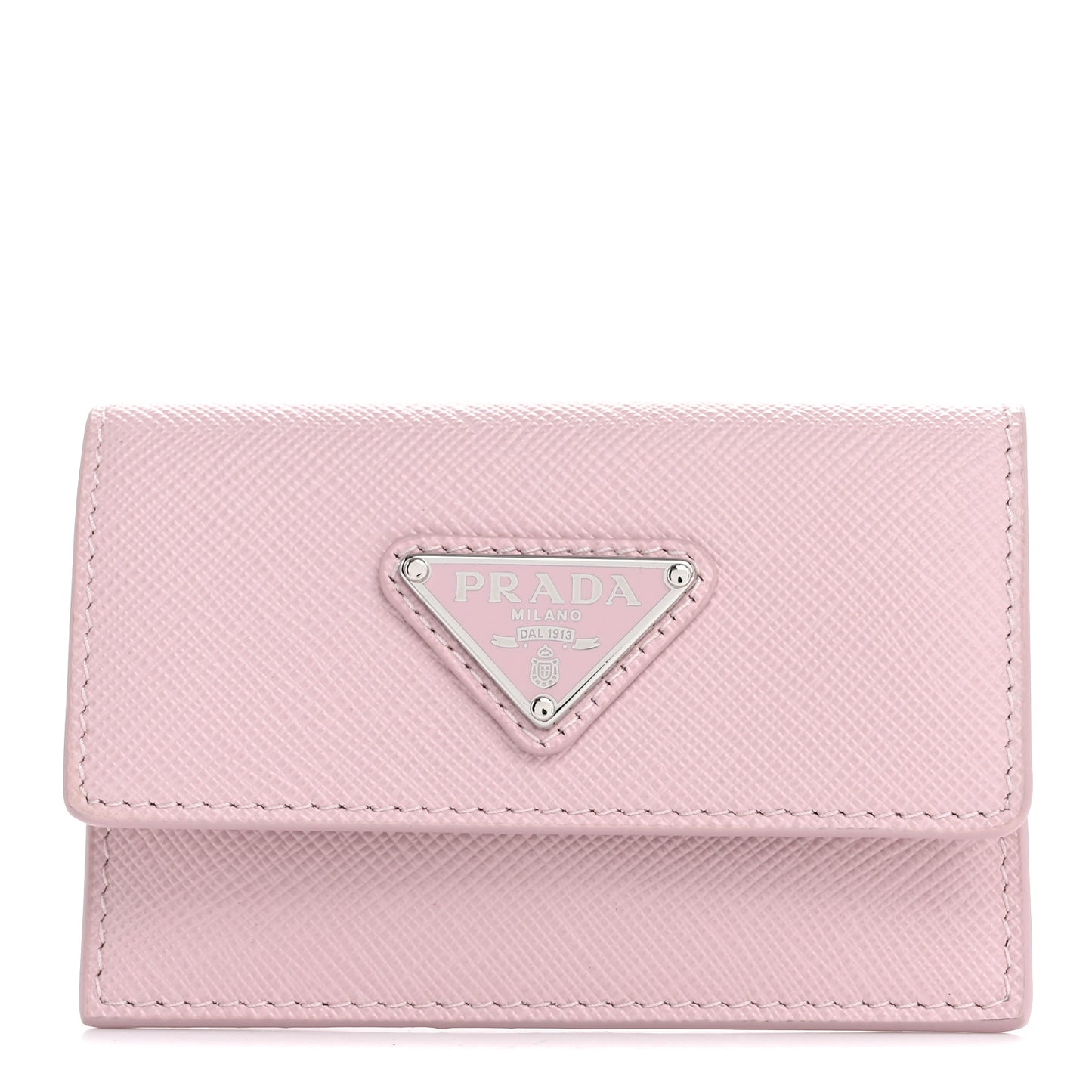 Saffiano Triangle Card Holder Wallet Alabastro
