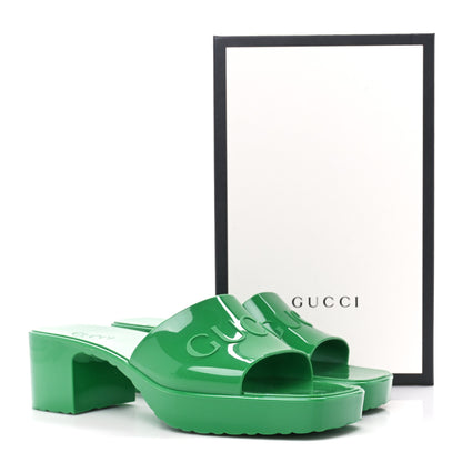 Gucci Rubber Gucci Logo Womens Platform 20/60mm Slide Sandals 40 New Shamarock 9 of 9