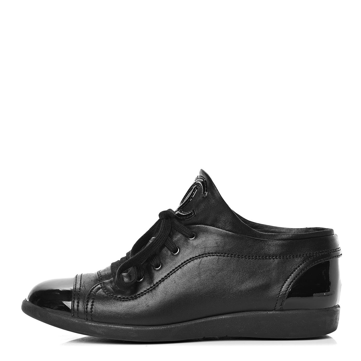 Lambskin Patent Cap Toe CC Sneakers 38 Black