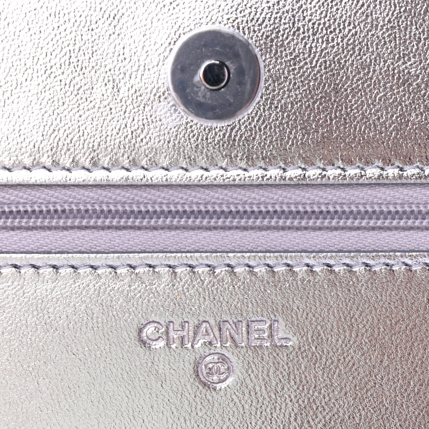 Chanel Gradient Metallic Calfskin Quilted Wallet On Chain WOC Silver Blue Yellow Purple 7 of 8