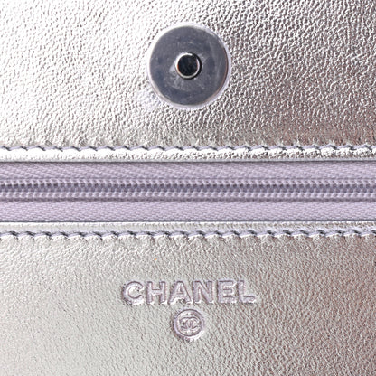 Chanel Gradient Metallic Calfskin Quilted Wallet On Chain WOC Silver Blue Yellow Purple 7 of 8