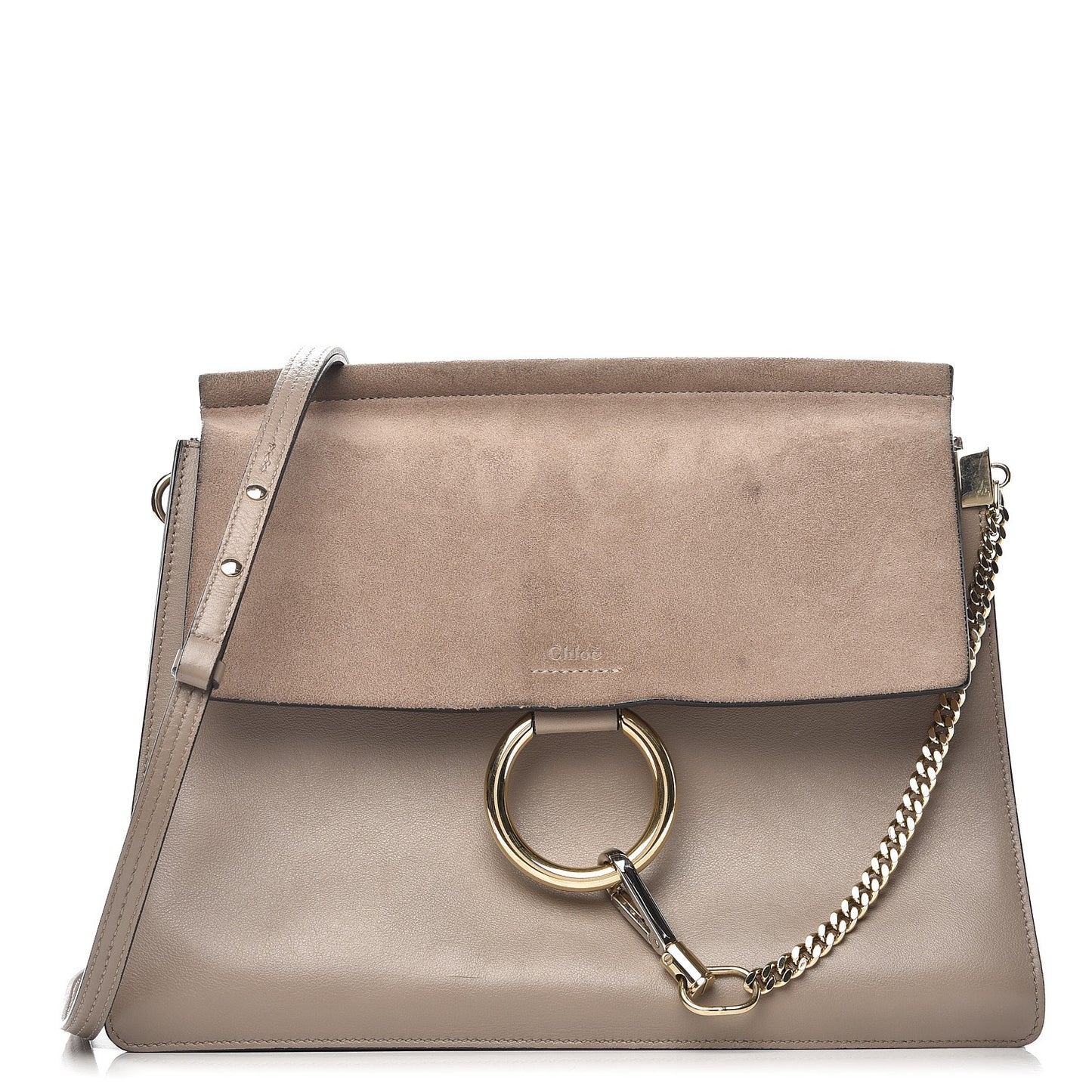 Calfskin Suede Medium Faye Shoulder Bag Motty Grey