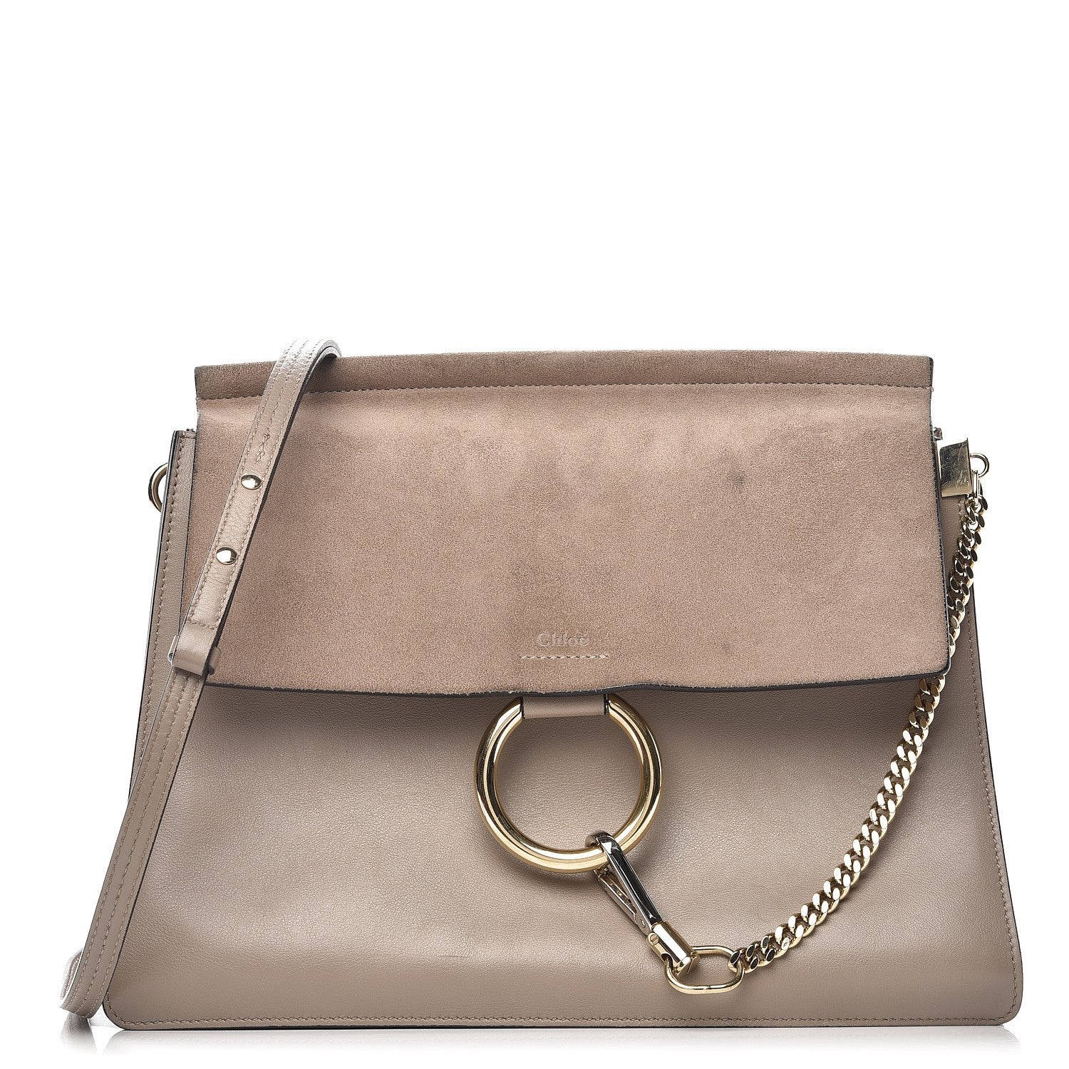 Chloe Calfskin Suede Medium Faye Shoulder Bag Motty Grey 1 of 9