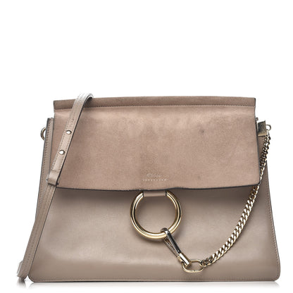 Chloe Calfskin Suede Medium Faye Shoulder Bag Motty Grey 1 of 9
