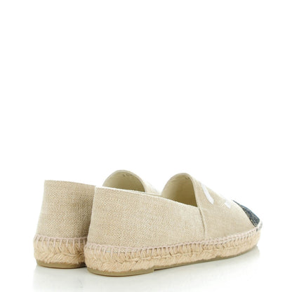 Chanel Toile Sequin CC Espadrilles 42 Beige Black 4 of 7