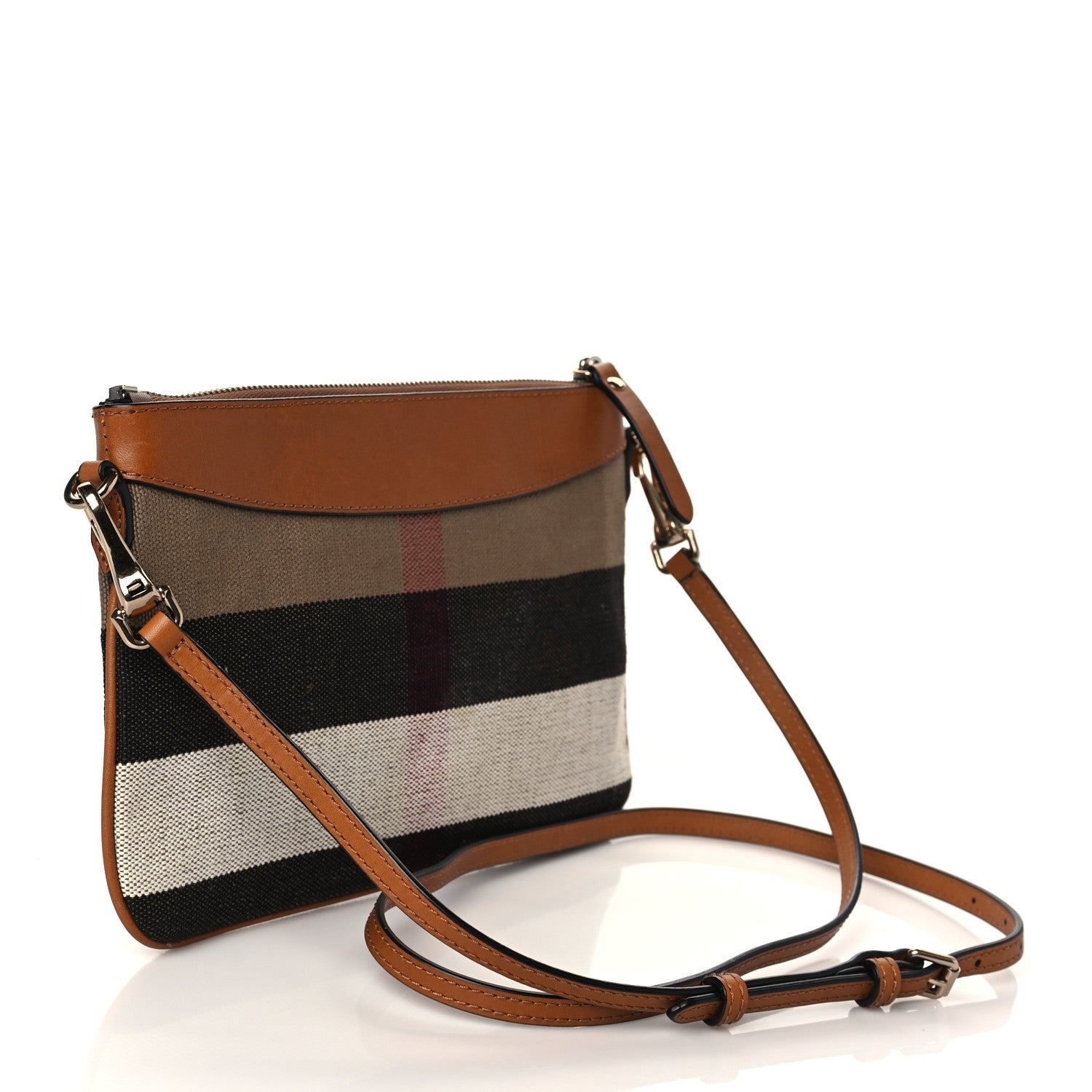 Burberry Mega Check Peyton Crossbody Clutch Bag Saddle Brown 3 of 10