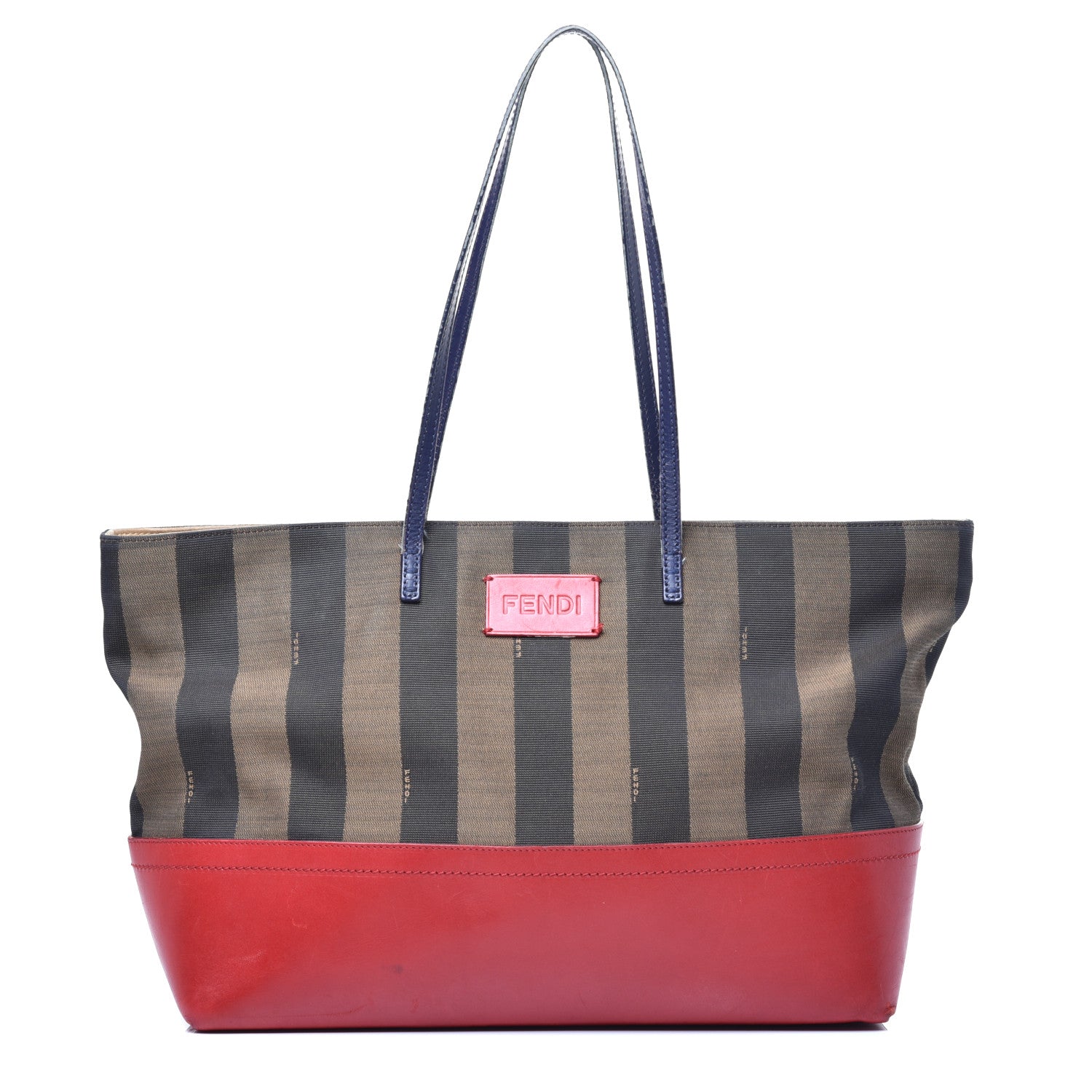 Fendi Pequin Cuoio Vegetale Medium Roll Tote Tobacco Rosso Blue Mirto Miele 1 of 11