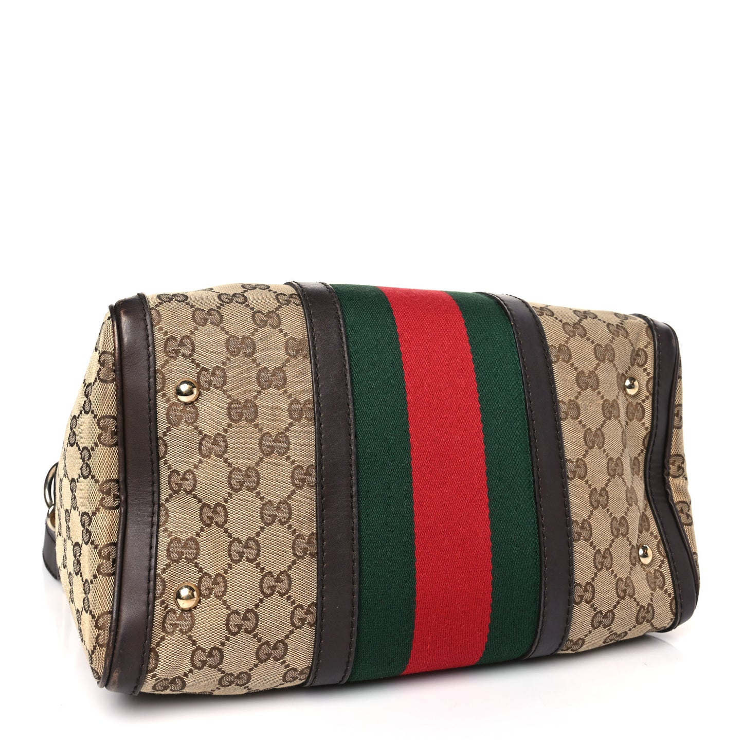 Monogram Selleria Calfskin Vintage Web Medium Boston Beige Ebony Cocoa