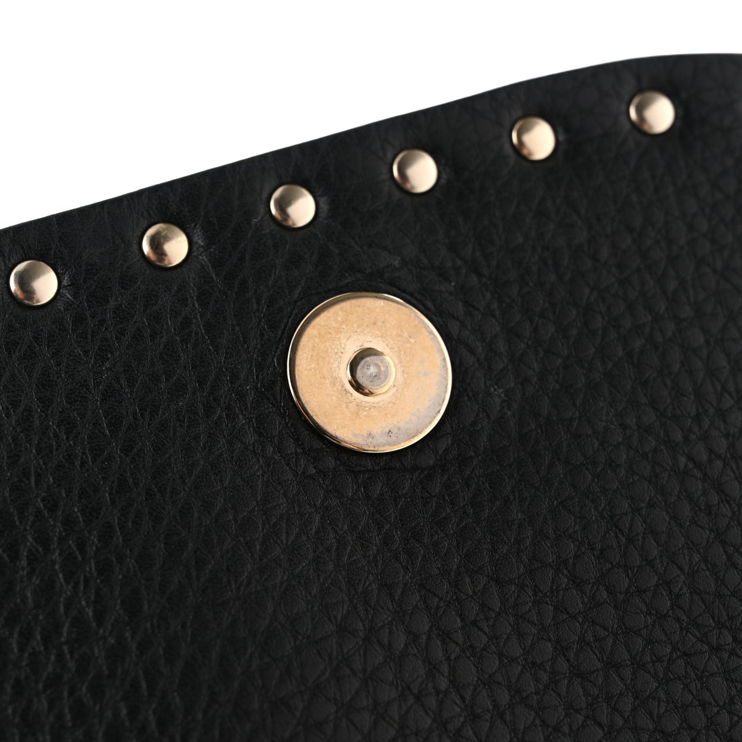 Grained Calfskin Rockstud Saddle Bag Black