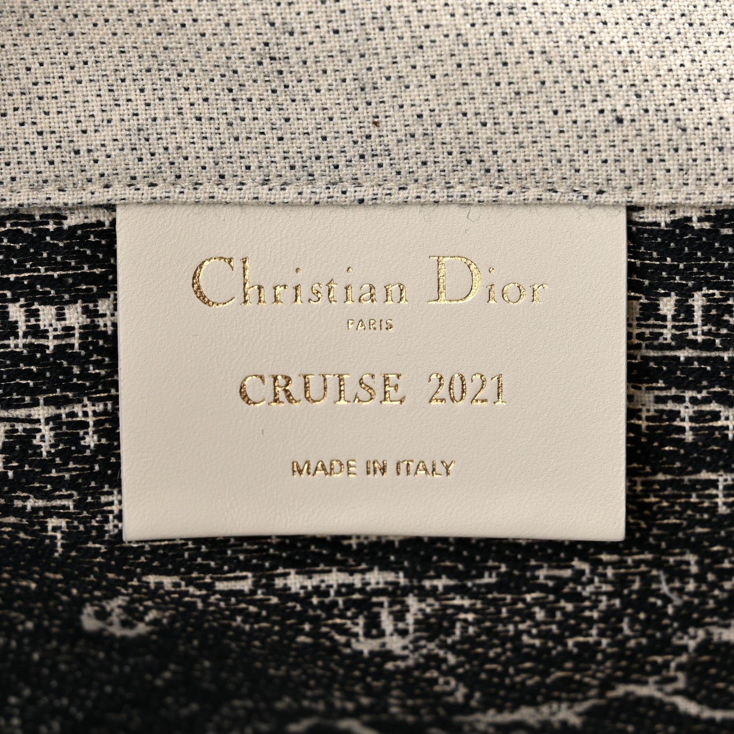 Christian Dior Canvas Print Cruise Tote Ivory Black 6 of 9